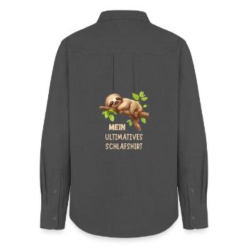 Mein Ultimatives Faultier Schlafshirt Tier Pyjama - Frauen Oxford Hemd - Anthrazit - Hinten - AI Model Female 172 light (172cm)
