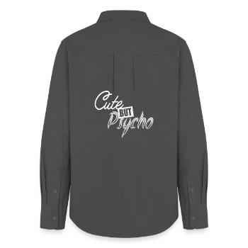 Mignon mais psycho Mignon mais fou Cadeau Girls - Chemise Oxford Femme - charbon - Dos - AI Model Female 172 light (172cm)