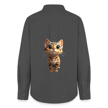 Chat Bengal Chat Léopard Chat Leopardette Chats Bengale - Chemise Oxford Femme - charbon - Dos - AI Model Female 172 light (172cm)