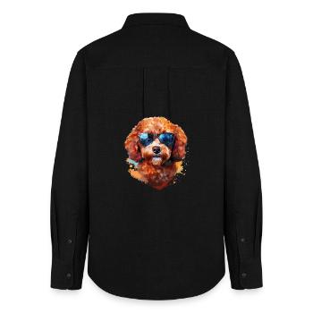 Small poodle with sunglasses - Women's Oxford Shirt - black - Back - AI Model Female 172 light (172cm)