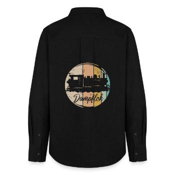 retro Dampflok Eisenbahn alte Lok vintage Symbol - Frauen Oxford Hemd - Schwarz - Hinten - AI Model Female 172 light (172cm)