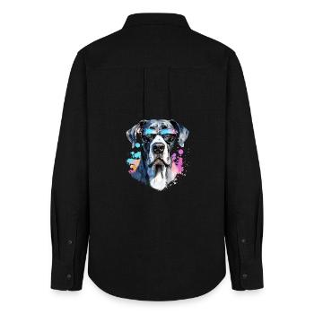 Great Dane with sunglasses - Women's Oxford Shirt - black - Back - AI Model Female 172 light (172cm)