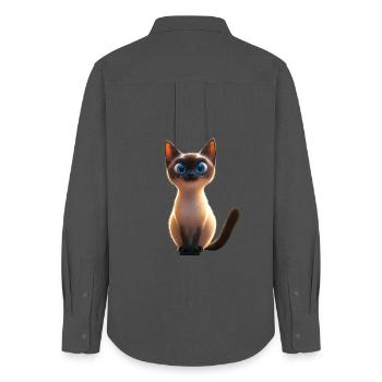 Siamkatze Siam Katze Siamese Cat Siamesen Katzen - Frauen Oxford Hemd - Anthrazit - Hinten - AI Model Female 172 light (172cm)
