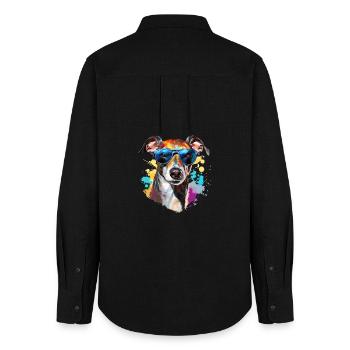 Wind chime with sunglasses - Women's Oxford Shirt - black - Back - AI Model Female 172 light (172cm)