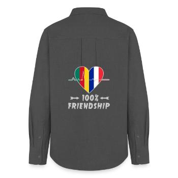 Cameroon and France 100% friendship - Women's Oxford Shirt - anthracite - Back - AI Model Female 172 light (172cm)