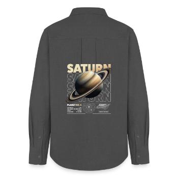 Détails de la Saturne - Chemise Oxford Femme - charbon - Dos - AI Model Female 172 light (172cm)