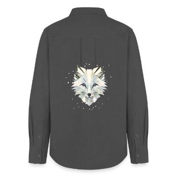 Magical arctic fox in geometric elegance - Women's Oxford Shirt - anthracite - Back - AI Model Female 172 light (172cm)