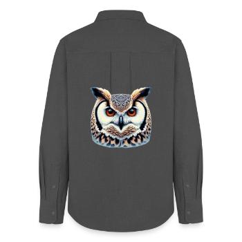 Owl - Women's Oxford Shirt - anthracite - Back - AI Model Female 172 light (172cm)