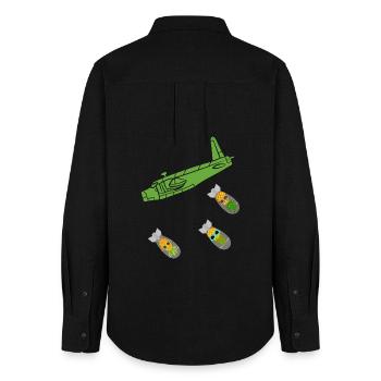 Green Pineapple Bomb Flugzeug - Frauen Oxford Hemd - Schwarz - Hinten - AI Model Female 172 light (172cm)