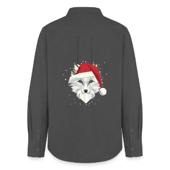 Funny arctic fox in festive Christmas design - Women's Oxford Shirt - anthracite - Back - AI Model Female 172 light (172cm)