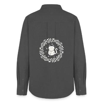 Couronne de Noël avec chat mignon - Chemise Oxford Femme - charbon - Dos - AI Model Female 172 light (172cm)