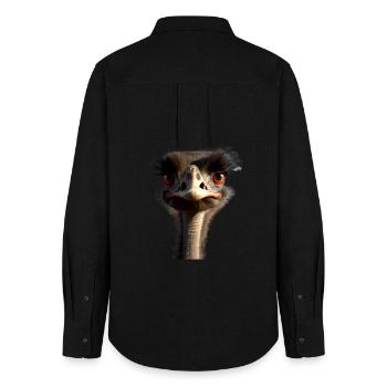 Strauss Vogel Strauß Großer Emu Laufvogel Sträuße - Frauen Oxford Hemd - Schwarz - Hinten - AI Model Female 172 light (172cm)