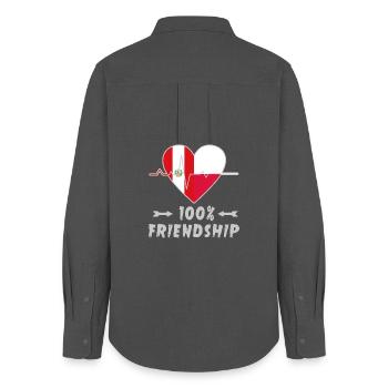 Peru and Poland 100% friendship - Women's Oxford Shirt - anthracite - Back - AI Model Female 172 light (172cm)