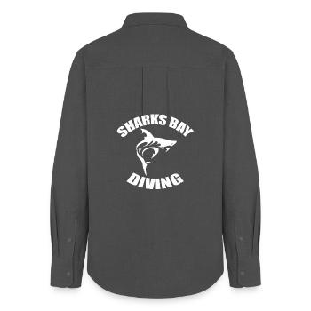 SHARKS BAY DIVING - Frauen Oxford Hemd - Anthrazit - Hinten - AI Model Female 172 light (172cm)