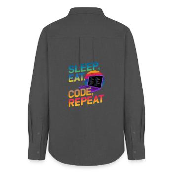Sleep Eat Code Repeat Gift For Coder - Women's Oxford Shirt - anthracite - Back - AI Model Female 172 light (172cm)