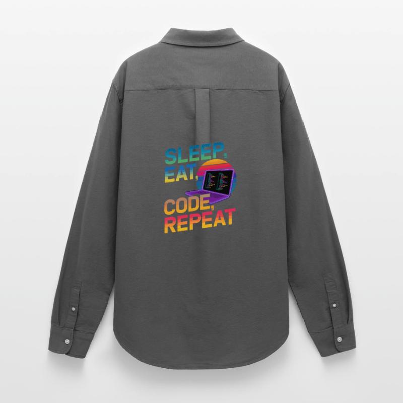 Sleep Eat Code Repeat Gift For Coder Women's Oxford Shirt