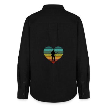 Guitar Retro Heart Design for Guitarists - Women's Oxford Shirt - black - Back - AI Model Female 172 light (172cm)