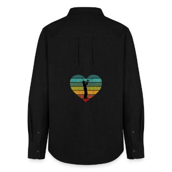 Trombonist Silhouette Trombone Retro Heart - Women's Oxford Shirt - black - Back - AI Model Female 172 light (172cm)