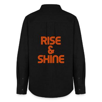 Rise & Shine - Morning Motivation - Women's Oxford Shirt - black - Back - AI Model Female 172 light (172cm)