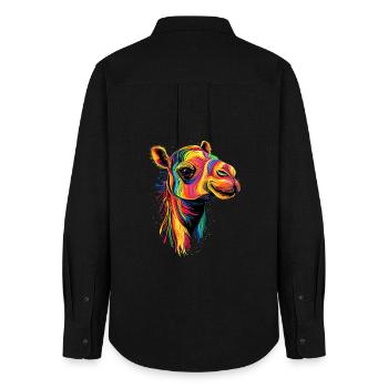 Chameau Dromadaire Camel de Bactriane Cadeau Chameaux - Chemise Oxford Femme - noir - Dos - AI Model Female 172 light (172cm)