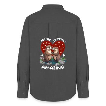 Otter Liebe You're Otterly Amazing – Valentinstag - Frauen Oxford Hemd - Anthrazit - Hinten - AI Model Female 172 light (172cm)