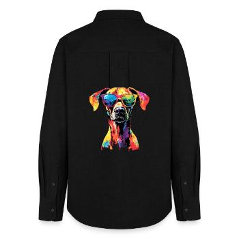Rhodesian Ridgeback chasse chien chiens Pride Ridgeback - Chemise Oxford Femme - noir - Dos - AI Model Female 172 light (172cm)