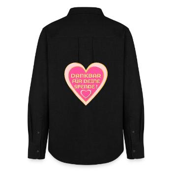 SPENDERIN DANKBARKEIT - SPENDE HERZ - Frauen Oxford Hemd - Schwarz - Hinten - AI Model Female 172 light (172cm)