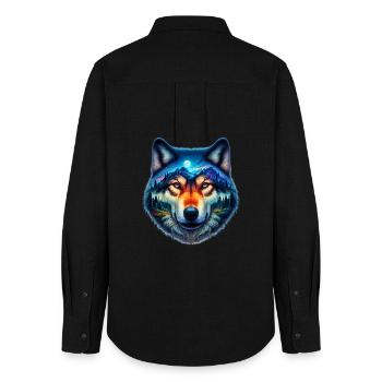 Wolf - Women's Oxford Shirt - black - Back - AI Model Female 172 light (172cm)