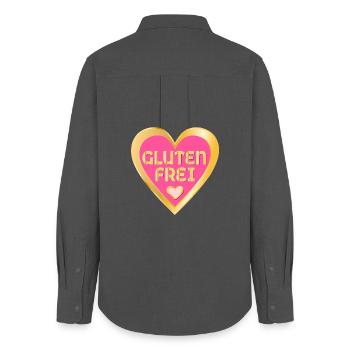 GLUTENFREI ZÖLIAKIE DÜNNDARM - Frauen Oxford Hemd - Anthrazit - Hinten - AI Model Female 172 light (172cm)