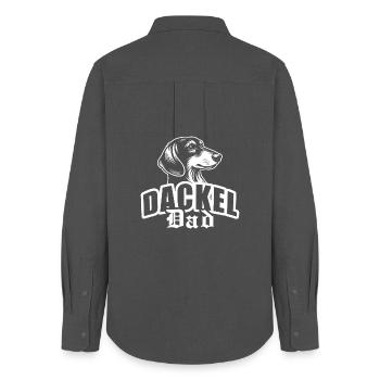 "Dackel Dad" mit Hundekopf - Frauen Oxford Hemd - Anthrazit - Hinten - AI Model Female 172 light (172cm)