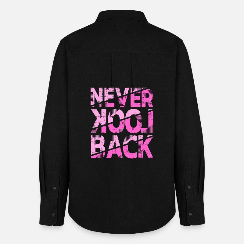 Never Look Back Motivational Design - Women's Oxford Shirt - black