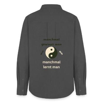 manchmal gewinnt man - Frauen Oxford Hemd - Anthrazit - Hinten - AI Model Female 172 light (172cm)