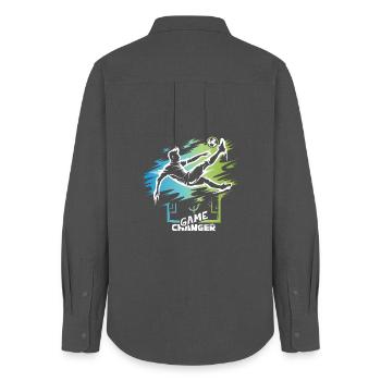 Game Changer – Fußball Fallrückzieher Designsymbol - Frauen Oxford Hemd - Anthrazit - Hinten - AI Model Female 172 light (172cm)
