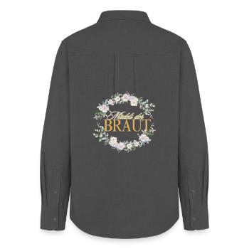 Mädels der Braut! Personalisierbar - Frauen Oxford Hemd - Anthrazit - Hinten - AI Model Female 172 light (172cm)