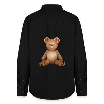 Aspect bois - Figurine d’ours mignon - Chemise Oxford Femme - noir - Dos - AI Model Female 172 light (172cm)