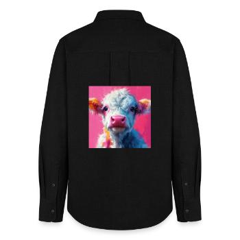 Pink Cow - Frauen Oxford Hemd - Schwarz - Hinten - AI Model Female 172 light (172cm)