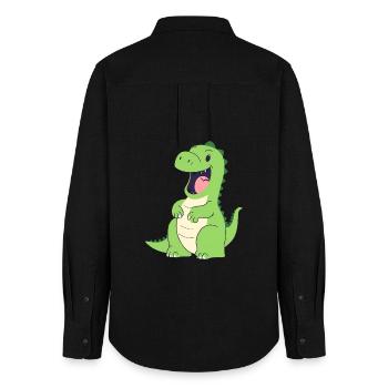 Lustiger lieber lachender Dino Dinosaurier T Rex - Frauen Oxford Hemd - Schwarz - Hinten - AI Model Female 172 light (172cm)
