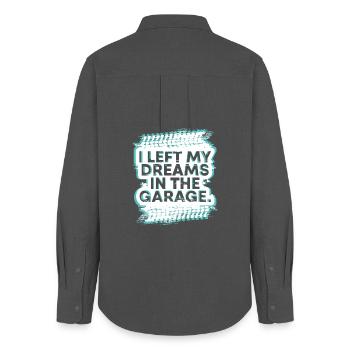 I Left My Dreams In The Garage Car Fanatic Gift - Women's Oxford Shirt - anthracite - Back - AI Model Female 172 light (172cm)