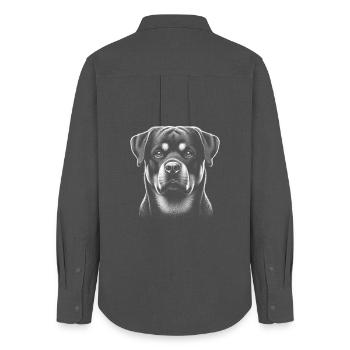 Rottweiler mignon comme portrait photoréaliste - Chemise Oxford Femme - charbon - Dos - AI Model Female 172 light (172cm)