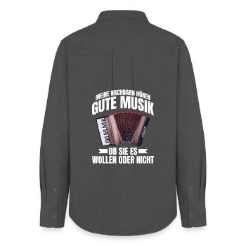 Meine Nachbarn hören gute Musik - Akkordeon Humor - Frauen Oxford Hemd - Anthrazit - Hinten - AI Model Female 172 light (172cm)