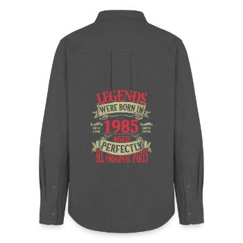 Jahrgang 1985 Vintage Celebration - Frauen Oxford Hemd - Anthrazit - Hinten - AI Model Female 172 light (172cm)