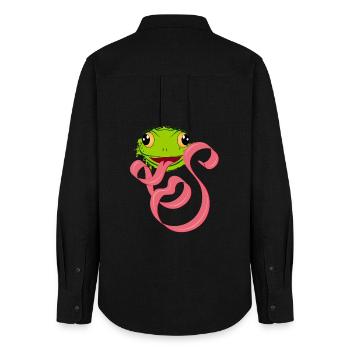 Frecher Frosch mit großer Zunge – Lustiges Design - Frauen Oxford Hemd - Schwarz - Hinten - AI Model Female 172 light (172cm)