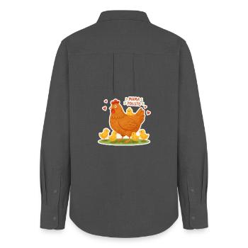 Super Mama Hen - Women's Oxford Shirt - anthracite - Back - AI Model Female 172 light (172cm)