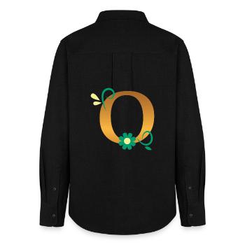 O - Women's Oxford Shirt - black - Back - AI Model Female 172 light (172cm)