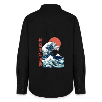 The big wave off Kanagawa - Women's Oxford Shirt - black - Back - AI Model Female 172 light (172cm)