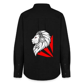 Lion élégant avec des écouteurs - Chemise Oxford Femme - noir - Dos - AI Model Female 172 light (172cm)