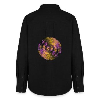 rasterized football soccer colorized Circle - Frauen Oxford Hemd - Schwarz - Hinten - AI Model Female 172 light (172cm)