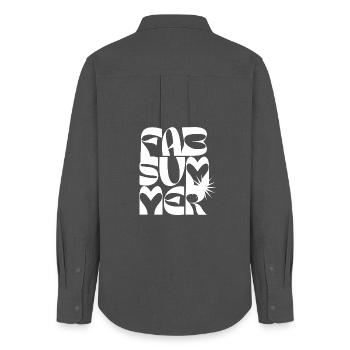 Mutiges Sommer-Liebe-Typografie-Design - Frauen Oxford Hemd - Anthrazit - Hinten - AI Model Female 172 light (172cm)