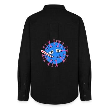 Sick Virus – Cartoon with Clinical Thermometer - Women's Oxford Shirt - black - Back - AI Model Female 172 light (172cm)