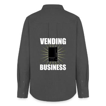 Snackautomat und Vending Business-Schriftzug - Frauen Oxford Hemd - Anthrazit - Hinten - AI Model Female 172 light (172cm)